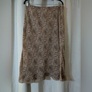 Vintage Pinks Cream And Tans Floral Romantic 90s 2000s Paisley Skirt